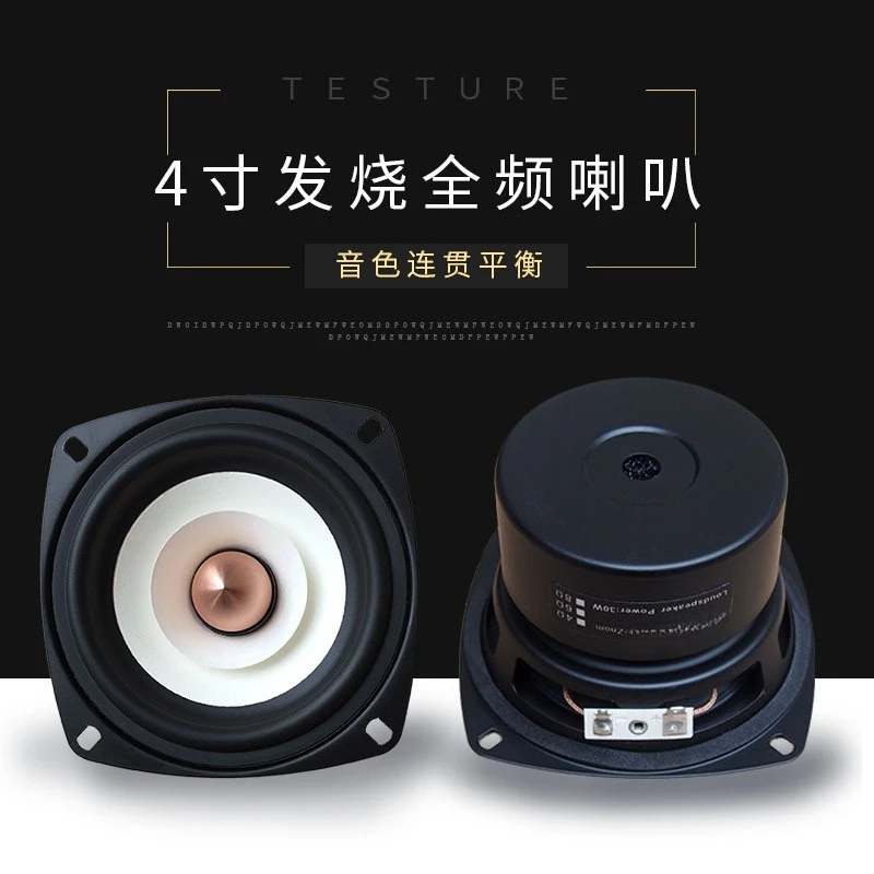 Audio Speaker Unit, 4 Inch Hifi Full Range Loudspeaker, 3-Band EQ Tuning for Audiophile Sound