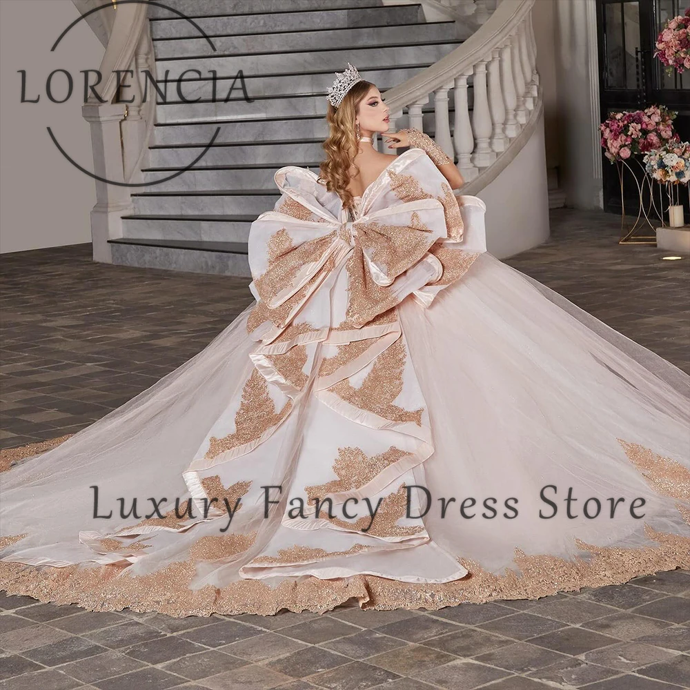 

Elegant Applique Quinceanera Dresses Tulle Bow Ball Gowns for Sweet 16 Birthday Party Customized vestidos para mujer elegantes