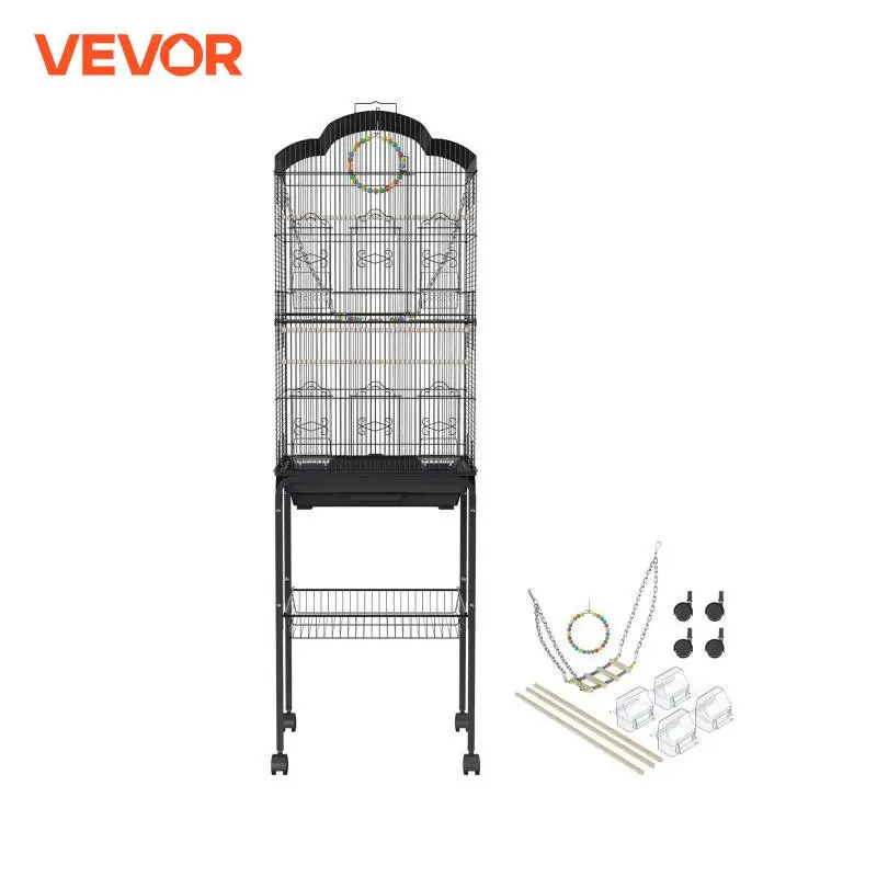 

VEVOR 60 inch Bird Aviary Flight Pet Bird Cage Metal with Rolling Stand and Hanging Toys for Cockatiels Parrots Pigeons Parakeet