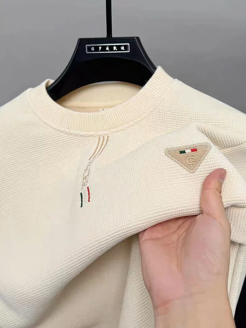 Luxury High Quality 2024Autumn/Winter Round Neck brand Exquisite Embroidery Men\'s Sweater fashion Casual Thick  Knitted pullover