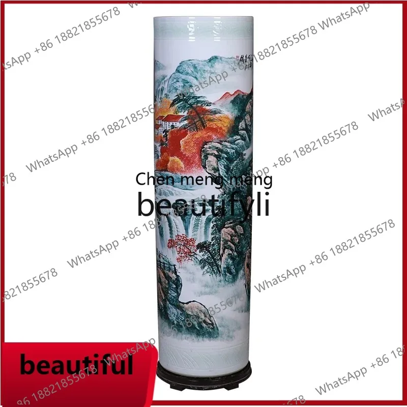 Jingdezhen hand-painted floor-to-ceiling large vase Chinese-style living room large quiver ornament company X