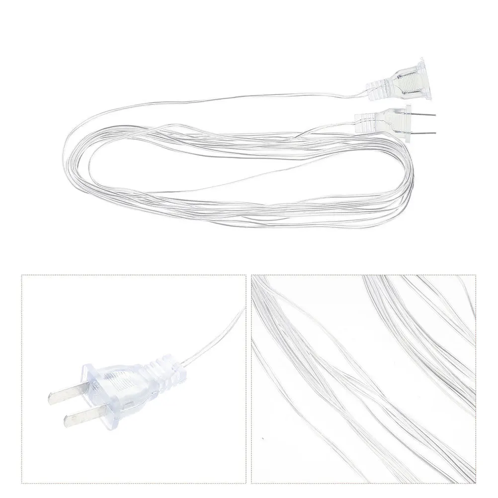 

4Pcs String Lights Extension Cord Reliable Clear Cable for Indoor LED Light Curtain Lamp Party Layout Prop Cn Plug