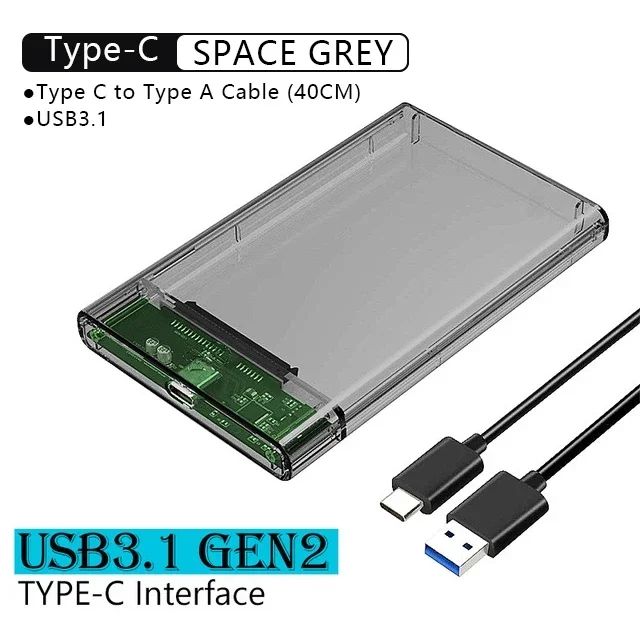 USB3.0/Type-C Корпус для жесткого диска 2,5 дюйма Корпус SSD SATA3 к USB 3.0/2.0 Корпус USB C HDD Gen2 6 Гбит/с SSD