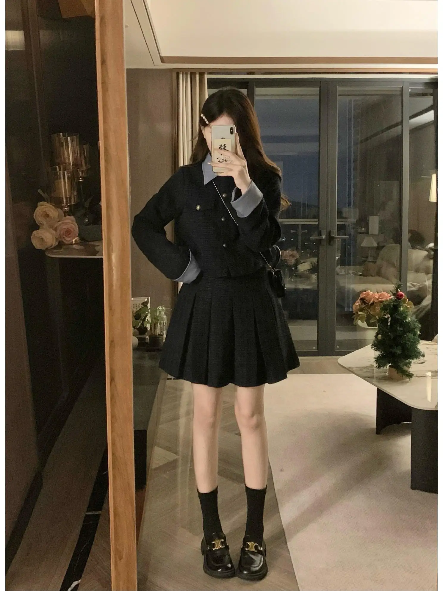 

Tweed Jacket Red Woman Womens Winter Puffer Thickened Warm Fleeced Insulated Cozy Baggy Quilted Plush Pockets Anti-Freezing Lady