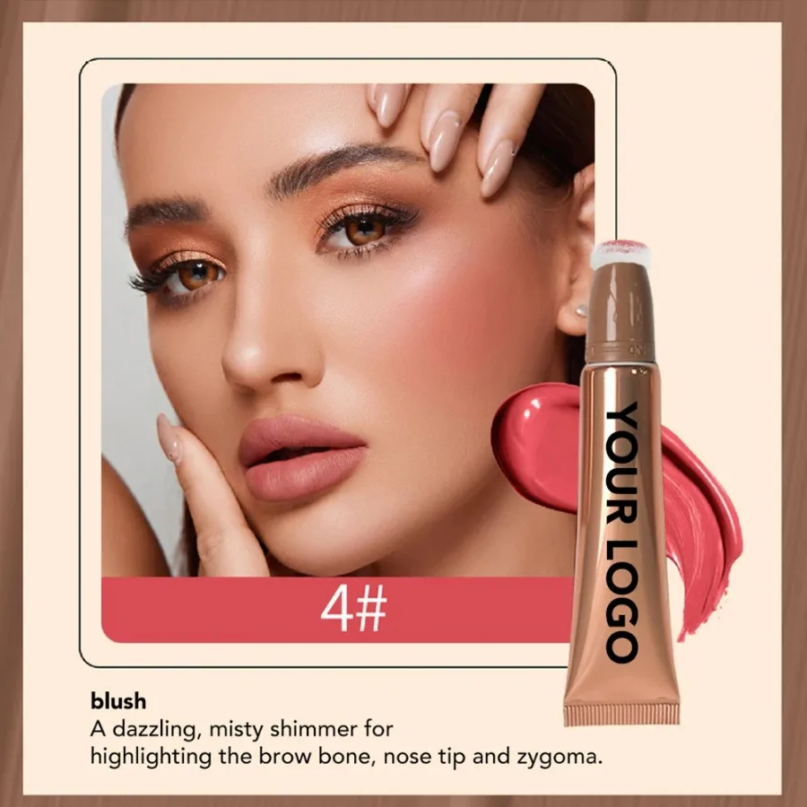 Private Label 11 Colors Soft Tube Liquid Blush Long Lasting Easy To Wear Portable Matte Shimmer Bulk Makeup Custom