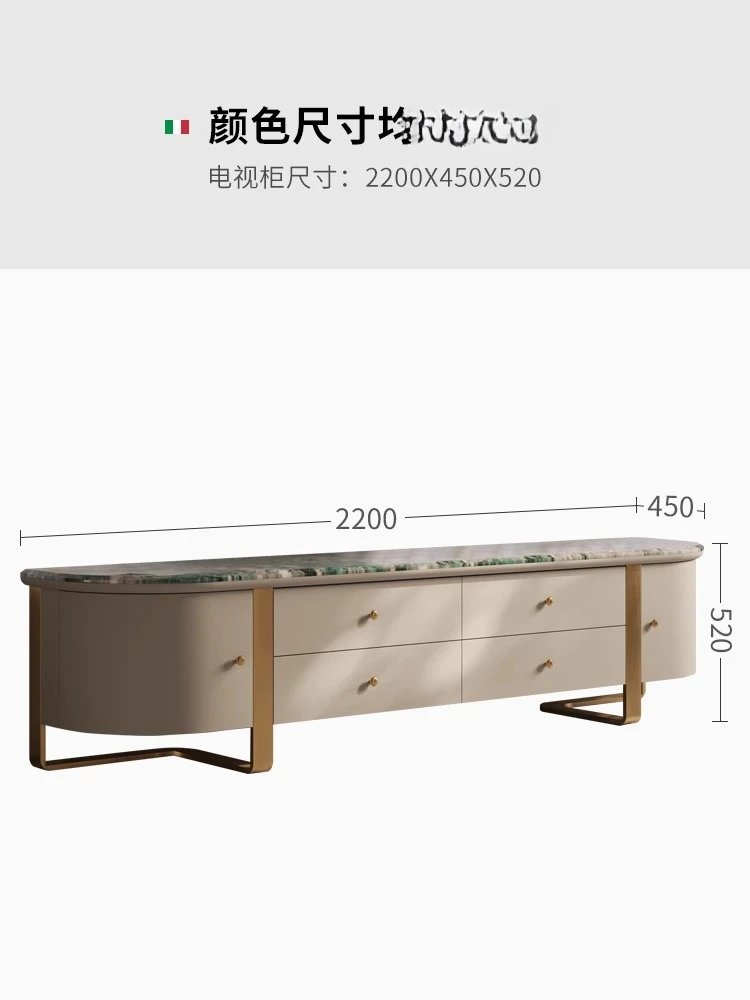 Light luxury TV cabinet, large apartment marble living room furniture, modern Italian high-end floor cabinet combination