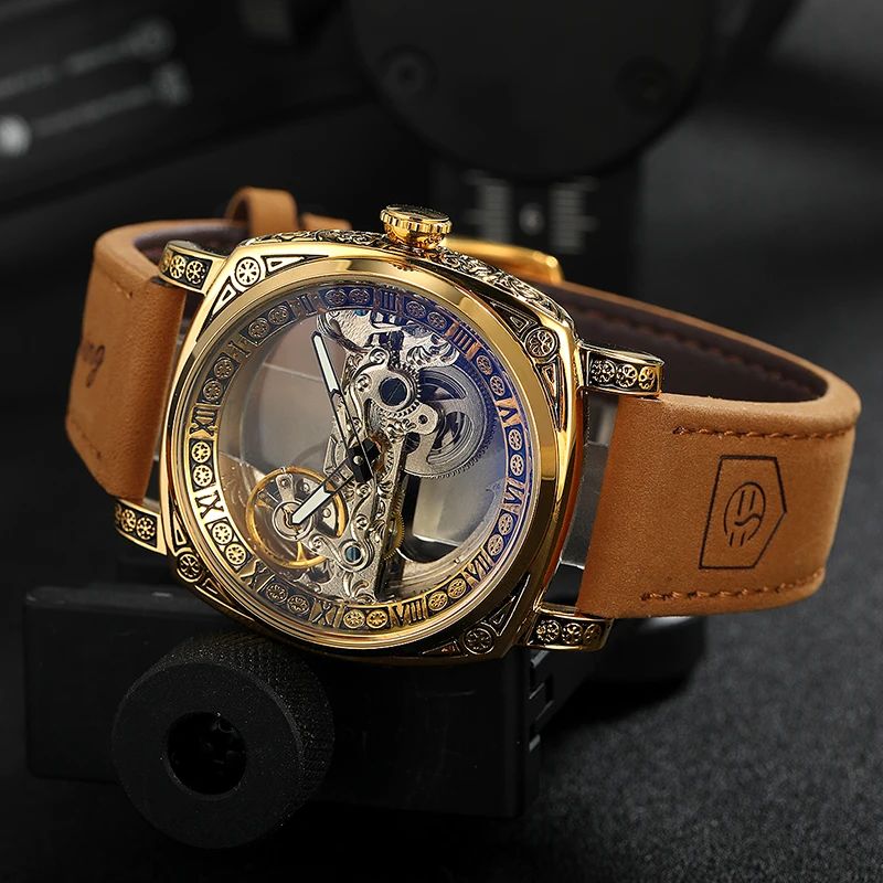 Fashion 2023 New Top Brands Mechanical Men Casual Business Skeleton Hollow Out Male Wristwatch New Leather Sports Man\'s Watches