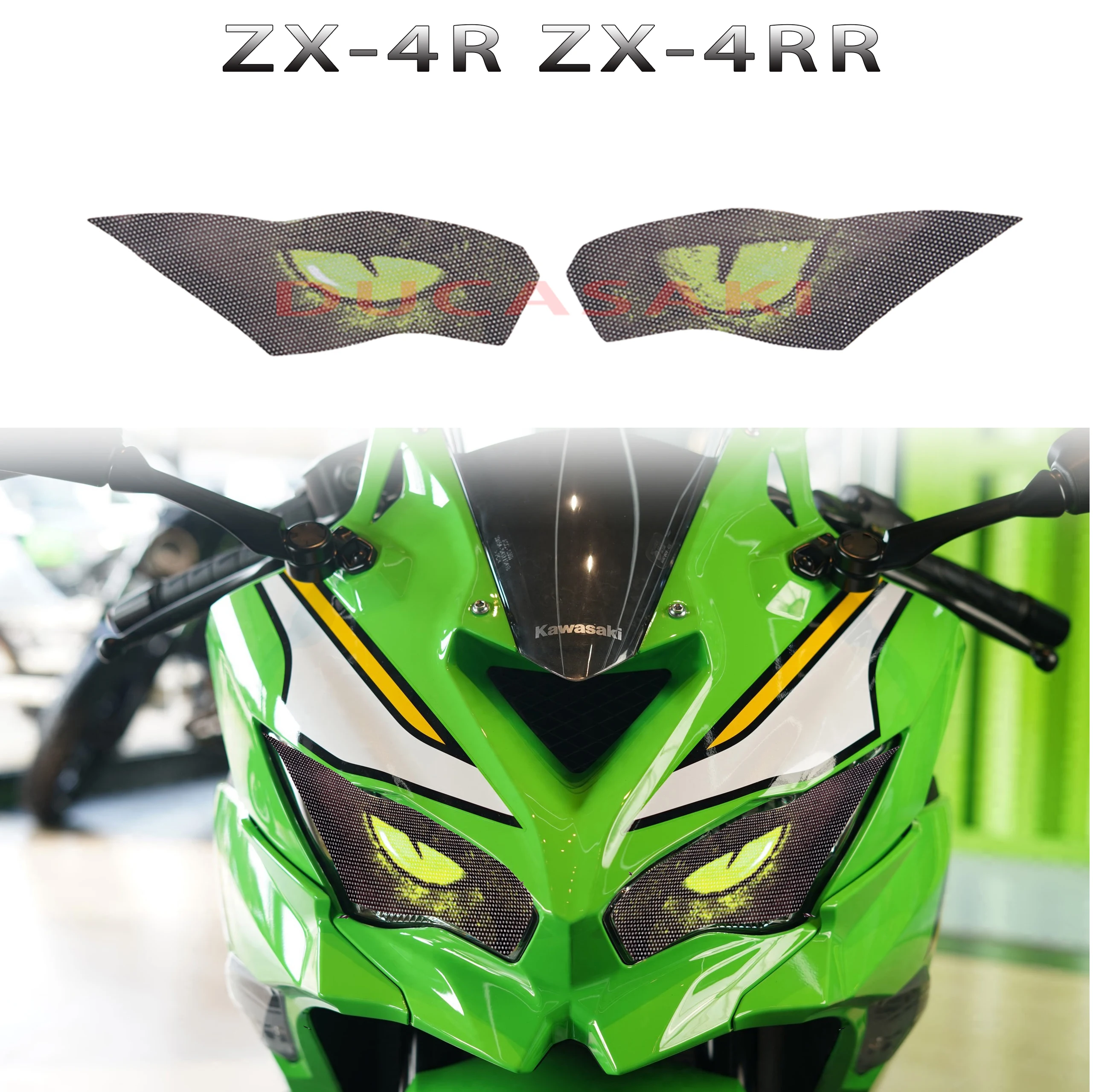 For Kawasaki Ninja ZX-4R ZX4R ZX 4R ZX-4RR ZX4RR ZX-25R 2023 2024 Motorcycle Headlight Stickers Headlamp Guard Decal Accessories