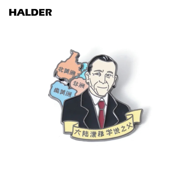 HALDER Alfred Lothar Wegener Geography Lesson Famous Person Enamel Brooch Lapel Pin Backpack Costume Canvas Bag Badge Gift