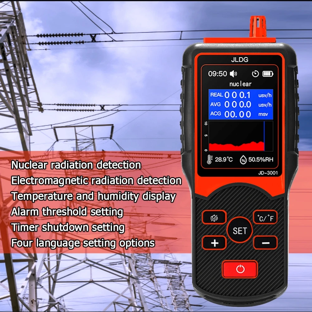 Jd-3001 contador geiger detector de radiação nuclear detector de radiação eletromagnética medição de onda eletromagnética