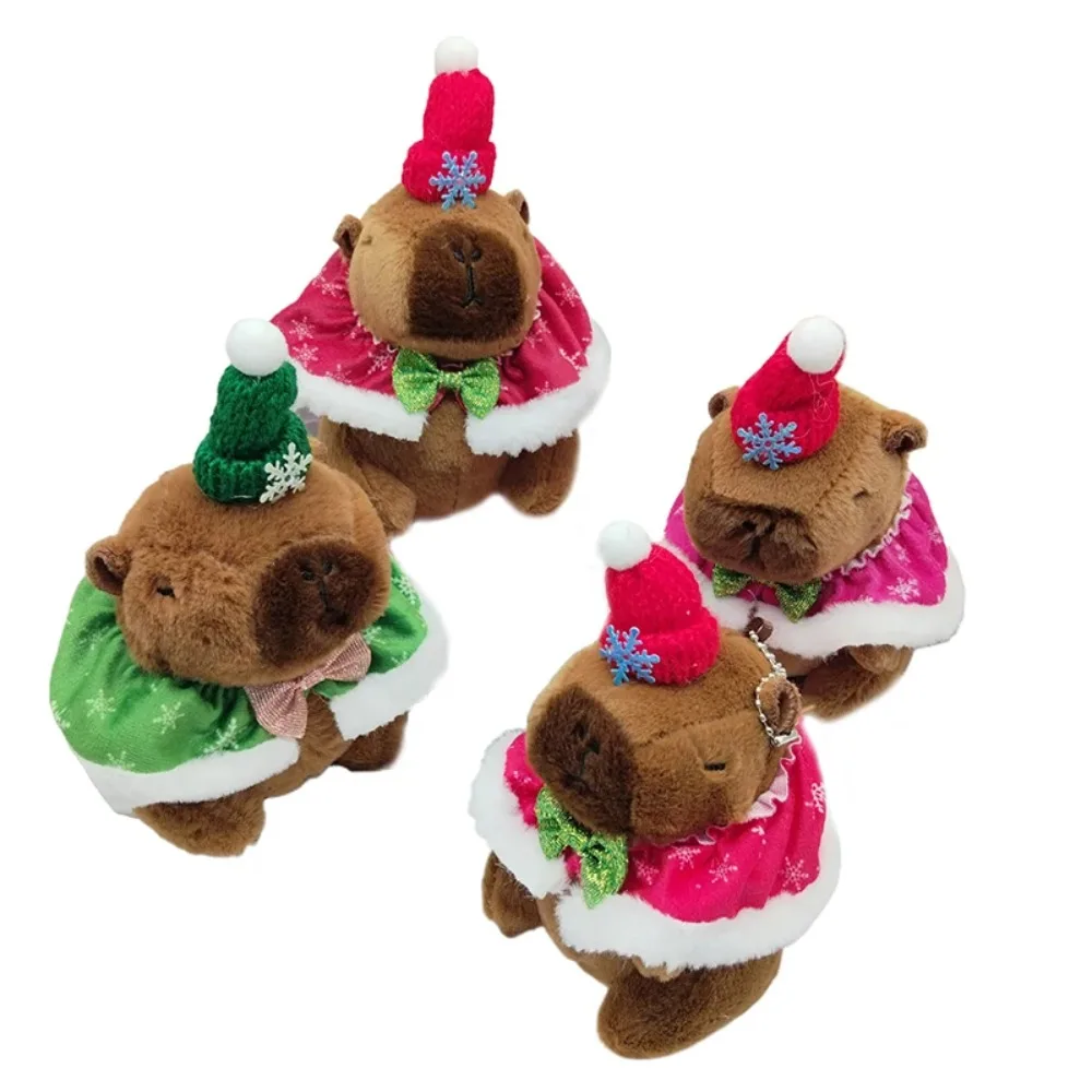 Capa de natal capivara boneca de pelúcia chaveiro pelúcia macio boneca simulação capibara 15cm recheado cobaia animal brinquedo fofo