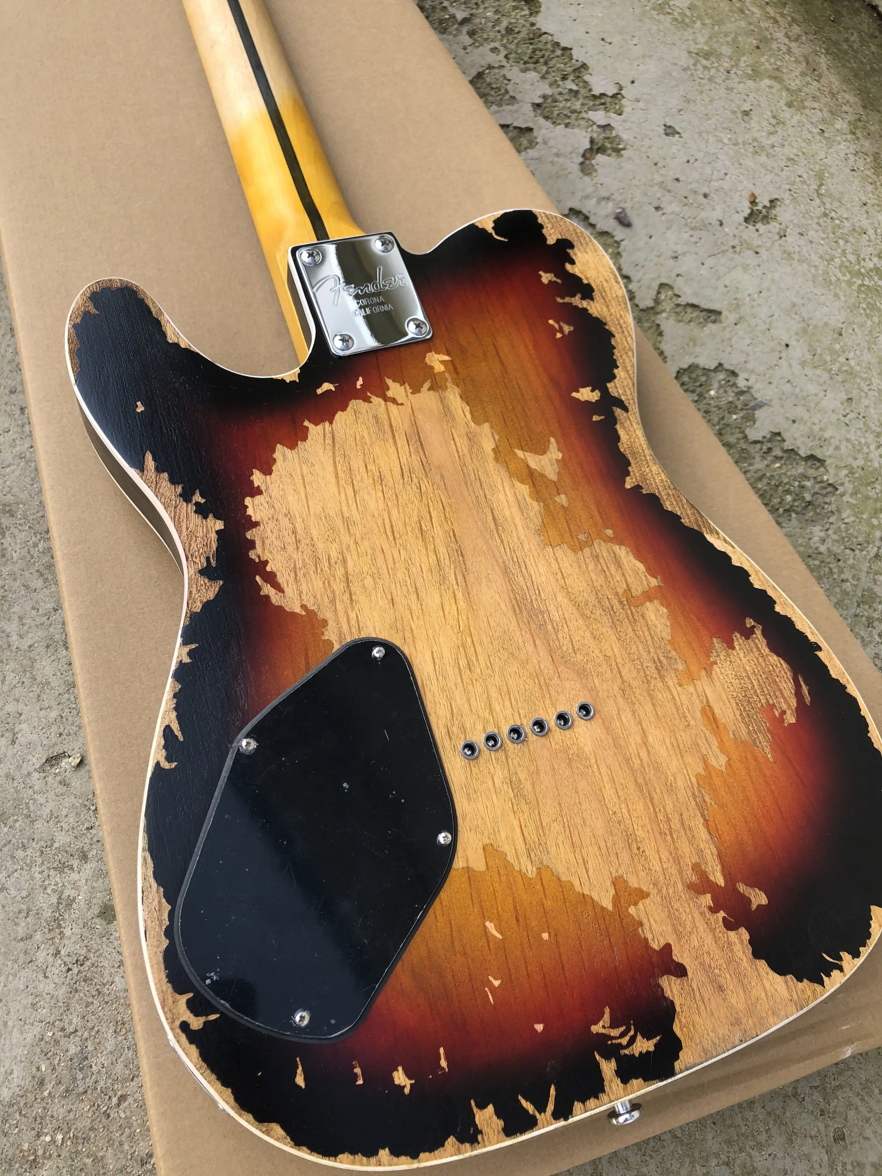 relic guitar electric high quality Vintage Sunburst Color telecaster style Maple Fingerboard 6 Strings Guitarra