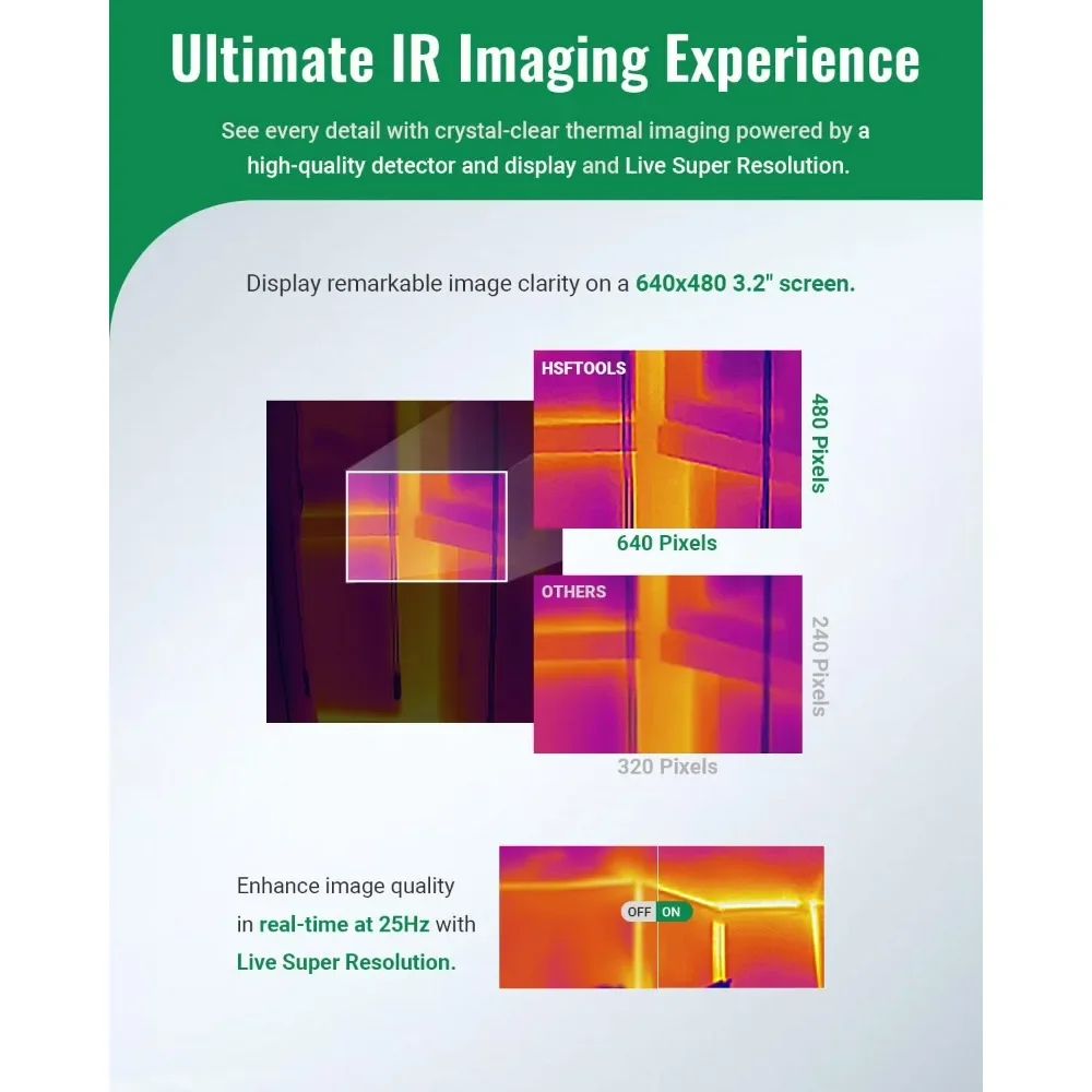 كاميرا حرارية F2VW دقة 256 × 192 بالأشعة تحت الحمراء مع كاميرا بصرية بدقة 2 ميجابكسل، كاميرا تصوير حراري بشاشة 640 × 480 3.2 بوصة #2