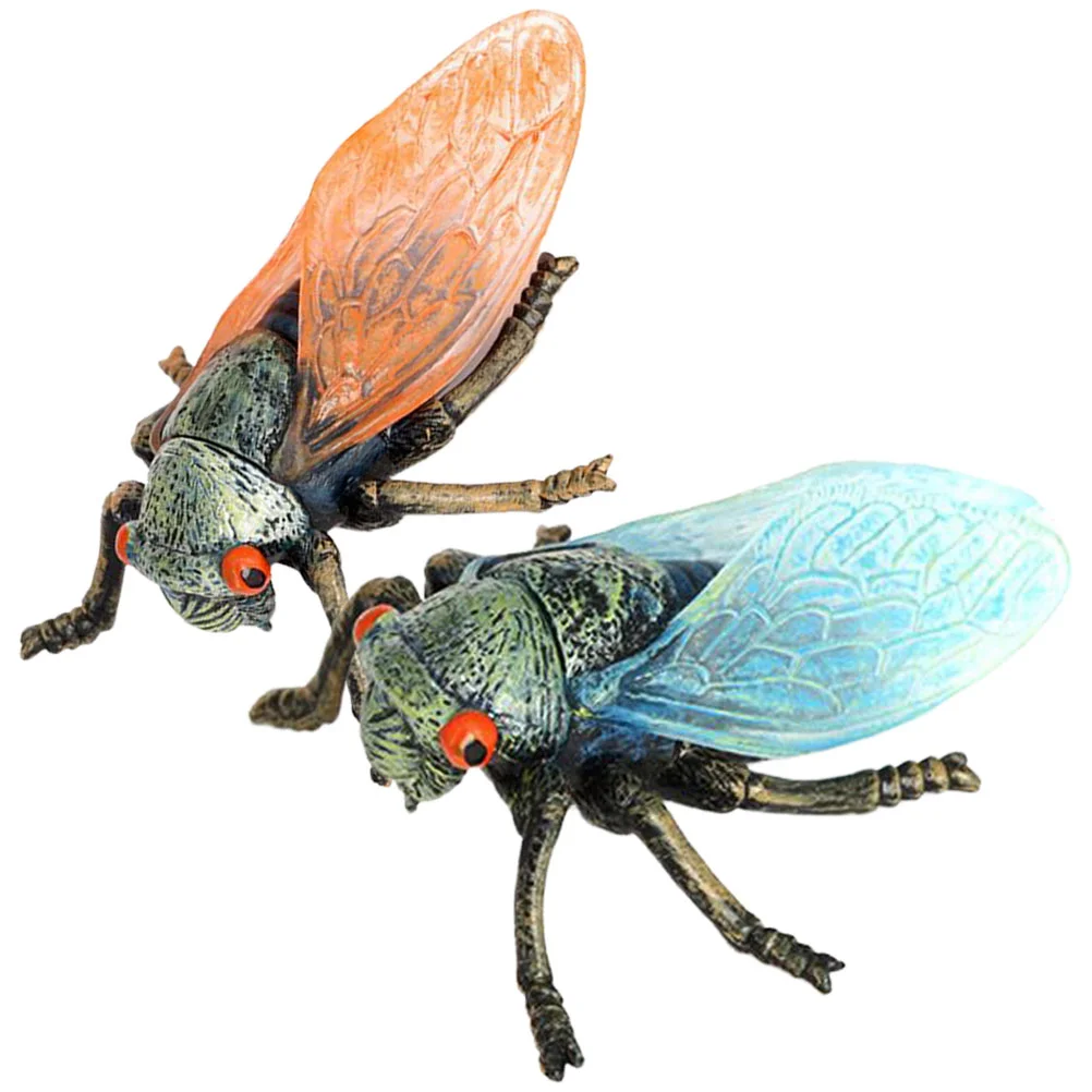 

2 Pcs Lifelike Simulation Insect Plastic Cicadas Models Miniature Educational Toy Realistic Decoration Insect