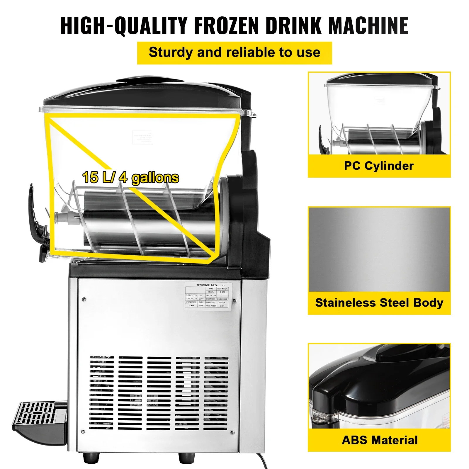 VEVOR 15L Commercial Slushy Machine Singel Tank Margarita Machine macchina per bevande congelate in acciaio inossidabile perfett