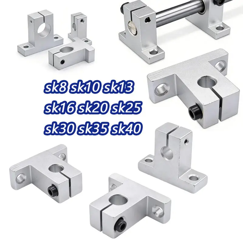 2/1pcs SK8~SK40 Printer Shaft Supports Precision Cast Linear Rod Rail Linear Guide Shaft Linear Ooptical Aaxis Aluminium Alloy