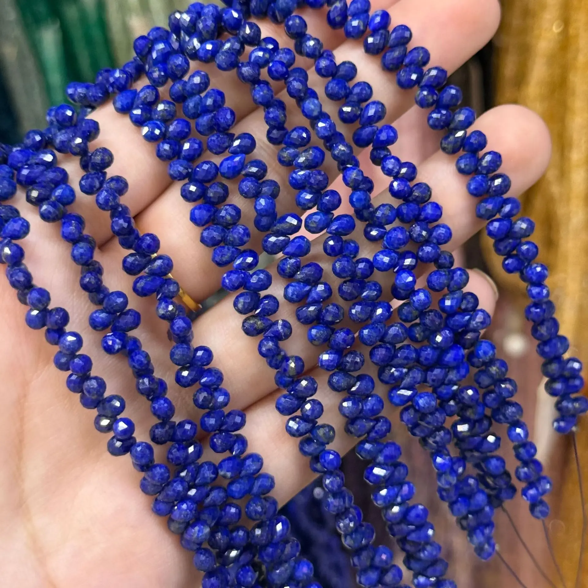 Lapis Tiger Eye Faceted Drop Loose Beads 3*5mm 16cm for Jewelry Making Necklace FPPJ Wholesale