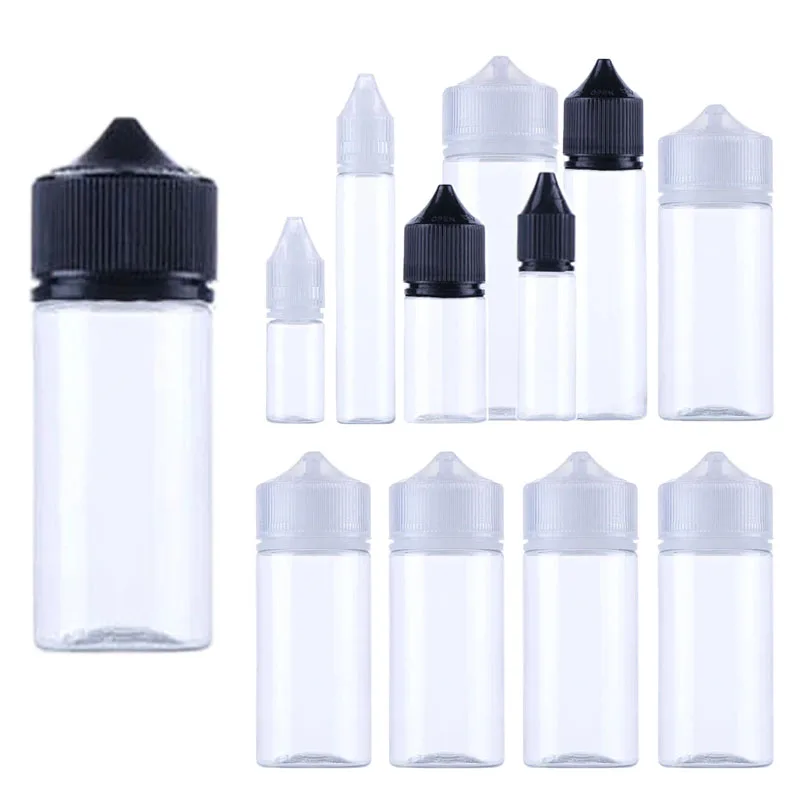 5Pcs 10/15/30/60/100/120ml Empty Dropper Bottles Clear Plastic PET E Juice Liquid Drop Bottle Childproof Cap Vape Oil Containers