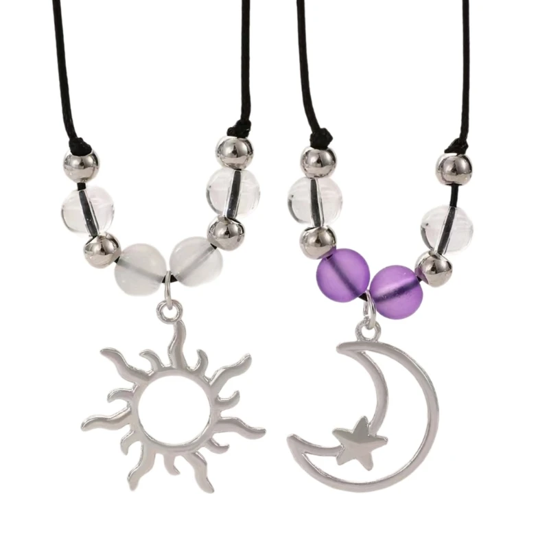 Stylish Sun and Moon Couple Necklace Jewelry Gift Neckwear for Various Occasions Daily Life Dates Parties and Travel