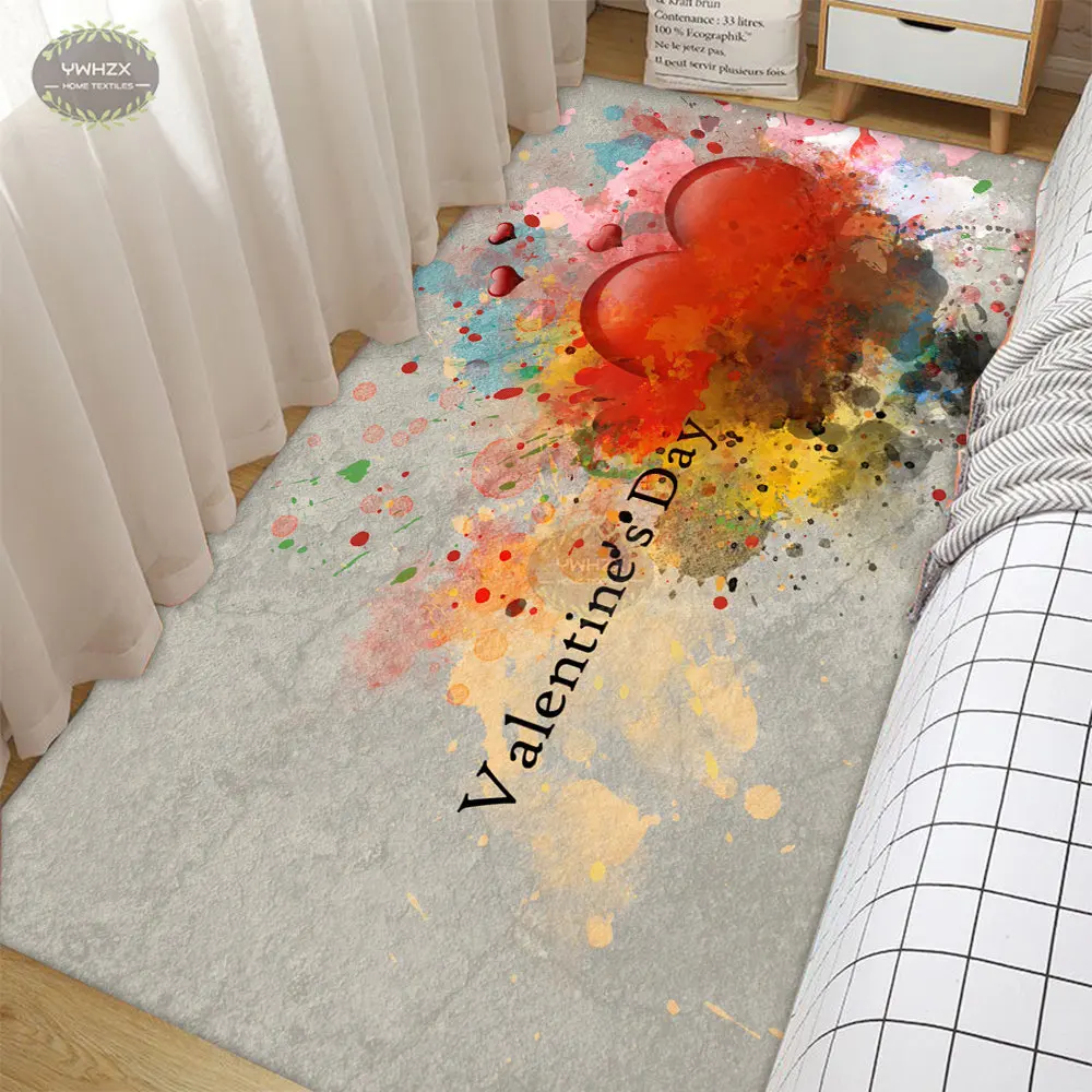 Valentines Day Decoration Carpet for Romance Lovers Moments Cartoon Rugs for Bedroom Home Anti-slip Large Size Floor Mat