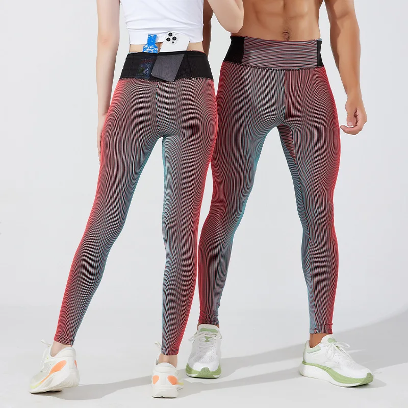 Hombres Mujeres maratón Trail Running entrenamiento pantalones de compresión medias de secado rápido mallas deportivas Fitness hombre cinturón bolsa bolsillo