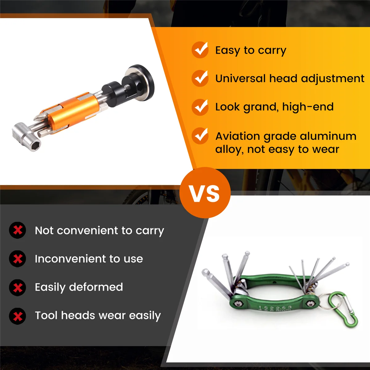 SRWRN الألومنيوم دراجة دراجة أداة إصلاح غير مرئية مجموعة متعددة المحمولة نسخة مطورة مسدس مفك T25 وجع ، أسود حار