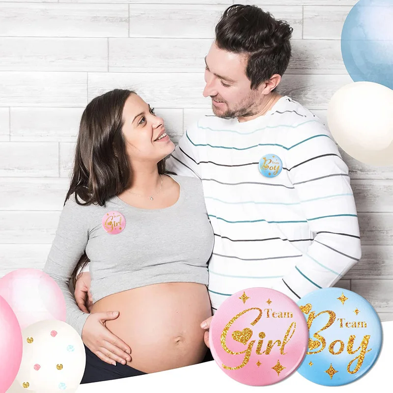 20/30Pcs Gender Reveal Badges, Team Girl Team Boy Pink Blue Pins, Mommy Daddy Voting Pins for Baby Shower Halloween Christmas view 5
