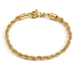 Twisted Rope Chian Bracelet for Woman Hip Hop Punk Gold Color Stainless Steel Gold Color Necklace Fashion Jewelry Gift