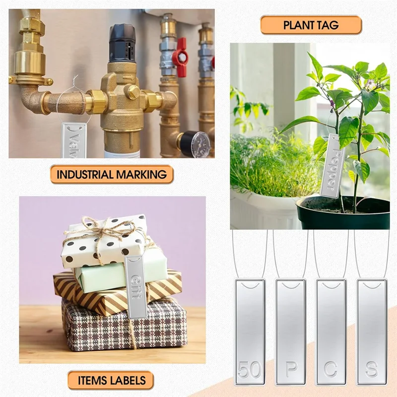 

ABSS-36 Набор стальных металлических штамповок 1/8 дюйма (3 мм) с 50 шт. алюминиевой этикеткой для растений, стальным номером и набором инструментов для штампов с буквами