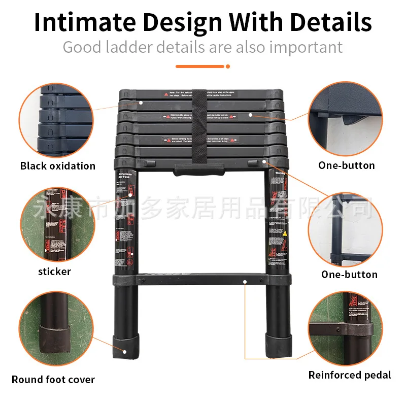Telescopic tent ladder Load-bearing 150 kg Straight ladder 2 meters 2.3 meters 2.6