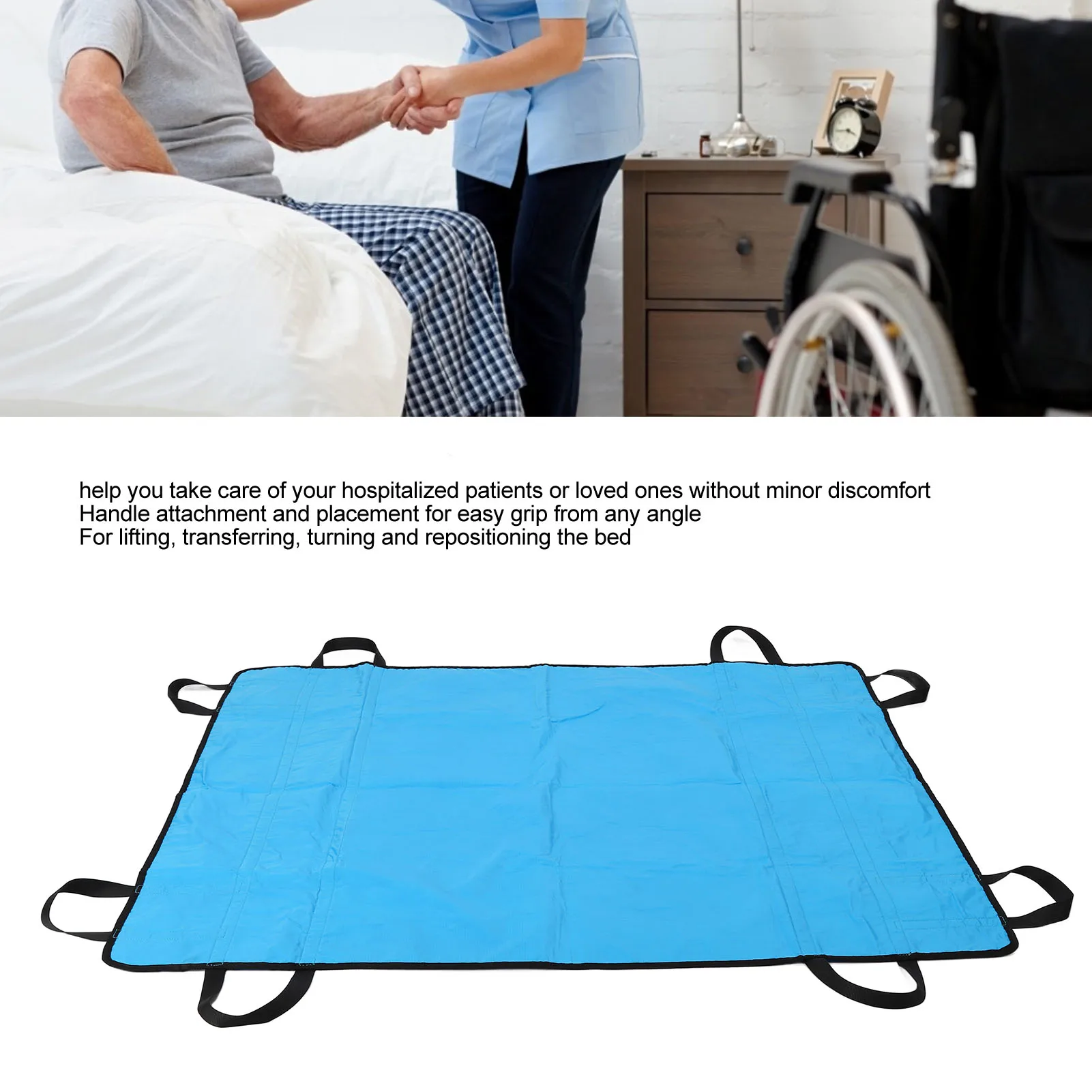 

Pad Positioning Bed Pad Reusable Waterproof Portable Transfer Blanket with Handles for Patients Hemiplegic Patients