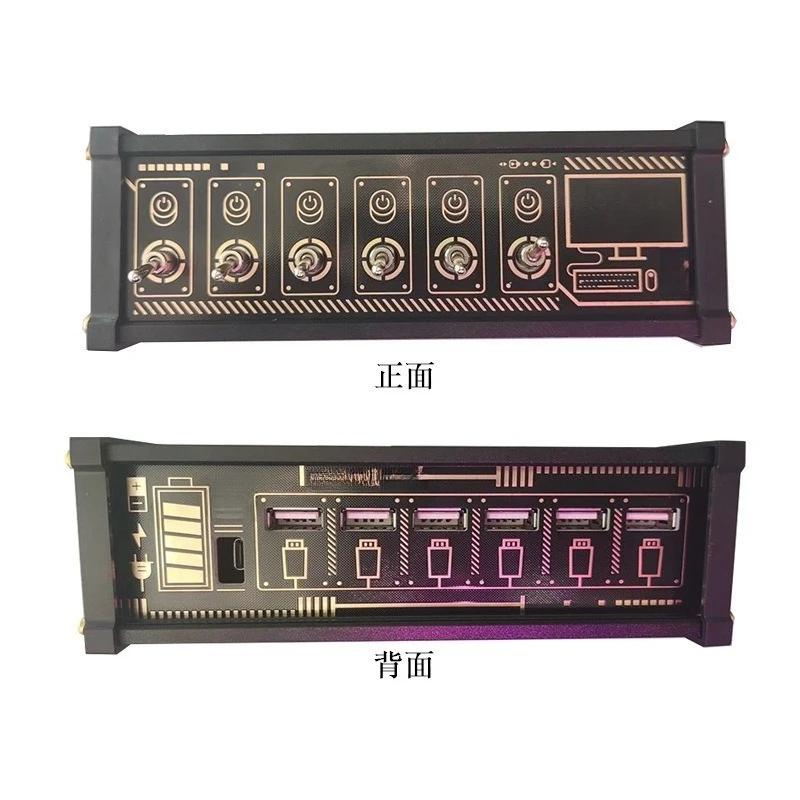 Cyberpunk Desktop USB HUB 6‑Port Independent Toggle Switch Retro Desk Decor Ornament
