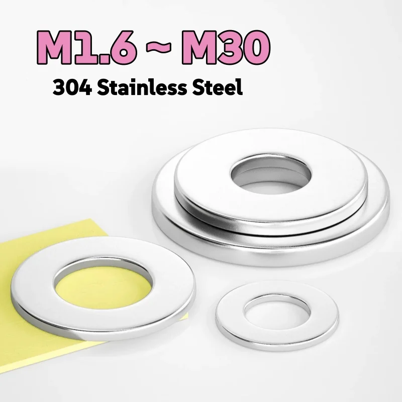 M1.6 M2 M2.5 M3 M4 M5 M6 M8 M10 M12 M14 M16 M18 M20 M22 M27 M30 304 Stainless Steel Flat Washer Metal Gasket