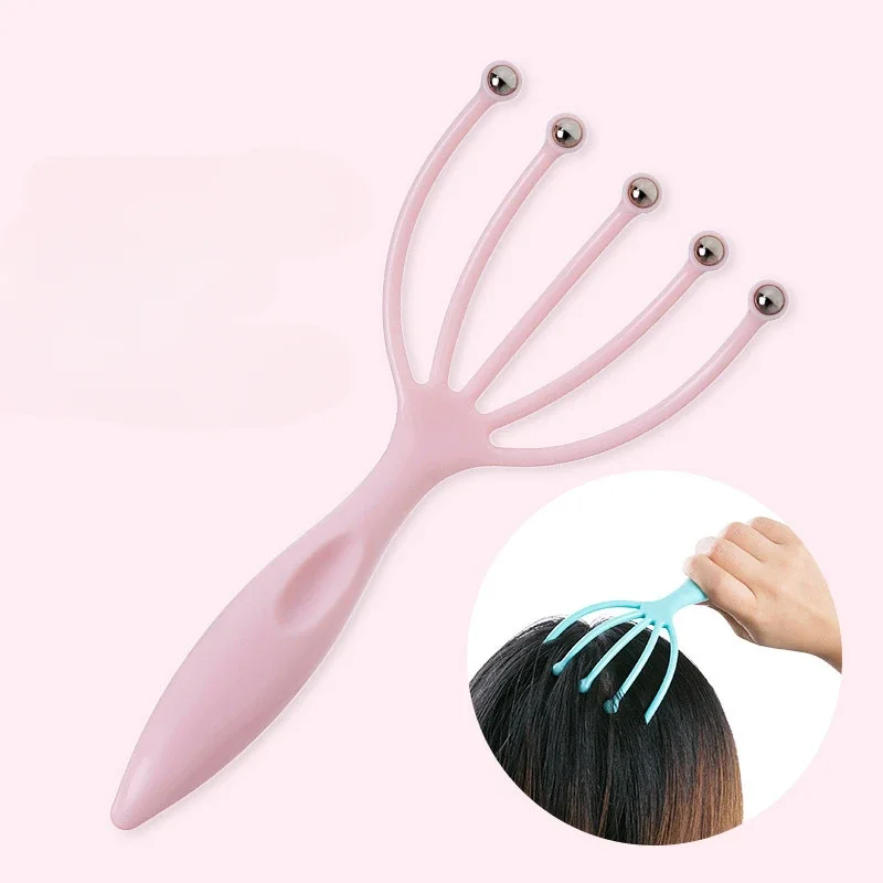 Soft Handheld Head Scalp Massager Neck Ball Comb Roller Five Finger Claws Steel Relax SPA Hair Care for Scratching Head Relief