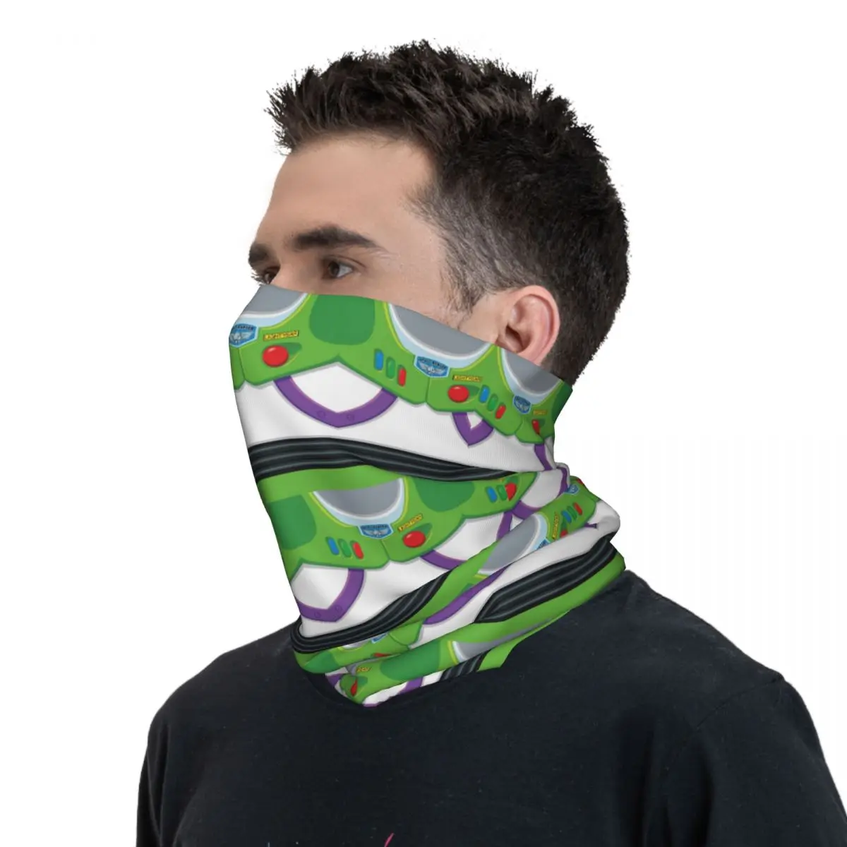 Custom Toy Story Buzz Lightyear's Space Ranger Suit Winter Headband Neck Men Women Hiking Hunting Tube Scarf Face Bandana Gaiter