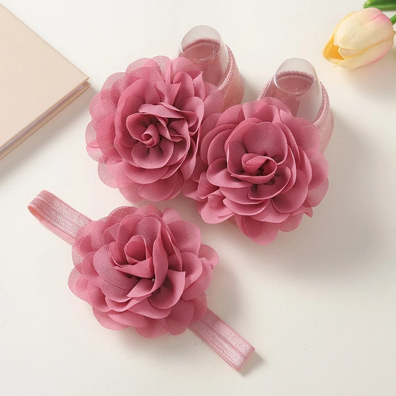 Spring Baby Sweet Girls Princess Headbands Socks Set Lace Flower Newborn Headbands Elastic Socking Hair Bands Hair Accessories