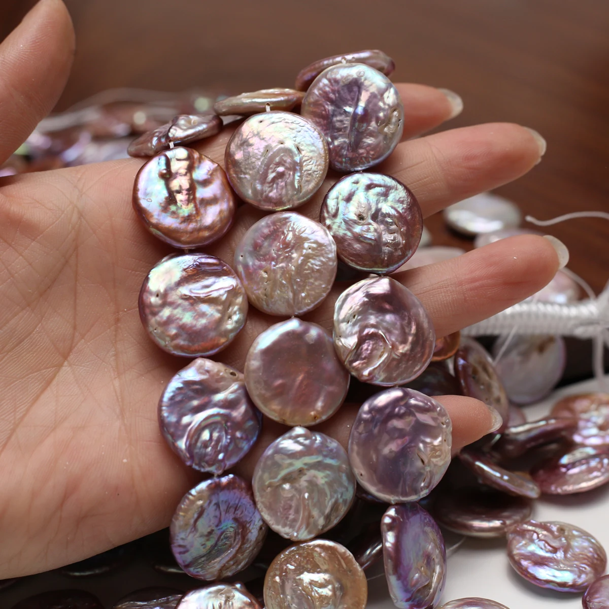 18cm Purple Large Round Piece Strand Beads Natural Freshwater Pearl Beads for Jewelry Making DIY Bracelet Earrings Accessories - Image 2