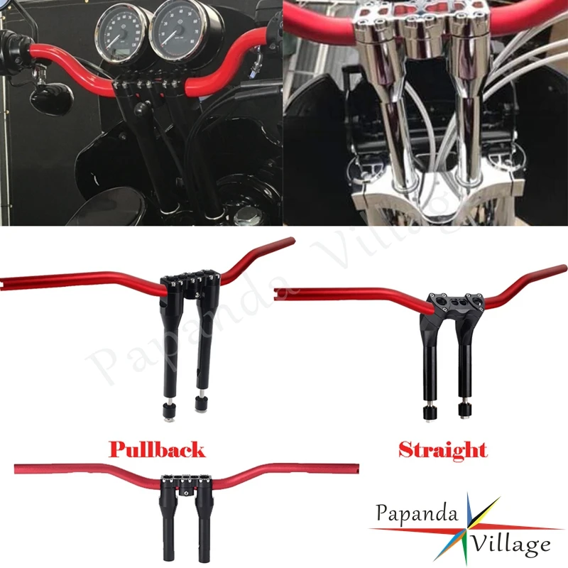 

For Harley Softail Dyna Low Rider S Motorcycle Straight / Pullback 25mm Club Style Handlebar & Handlebar Riser Kit 6-12" Rise