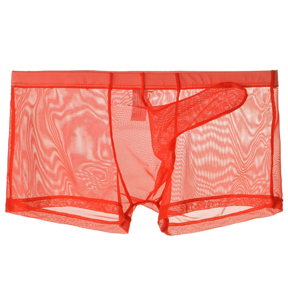 Sexy Shorts U Convex Pouch Men Swimming Trunks Underwear Transparent Ultra-thin See Through Briefs Mesh Panties