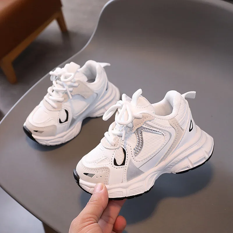 Baskets Polyvalentes en Cuir pour Enfant Garçon et Fille, Chaussures de dehors Décontractées, à la Mode, pour la Course à Pied et le Basketball