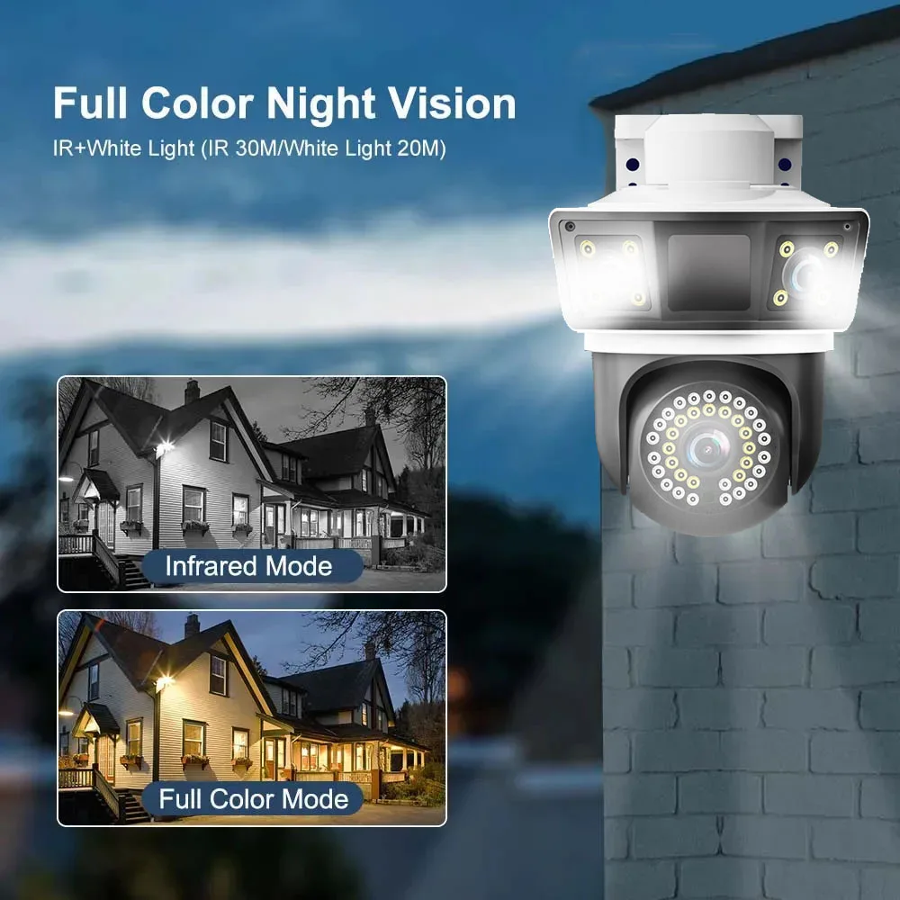 12MP WIFI IP Camera Three Lens Three Screen Cam Waterproof  Auto Tracking Protection P2P Outdoor Wireless Surveillance Cameras