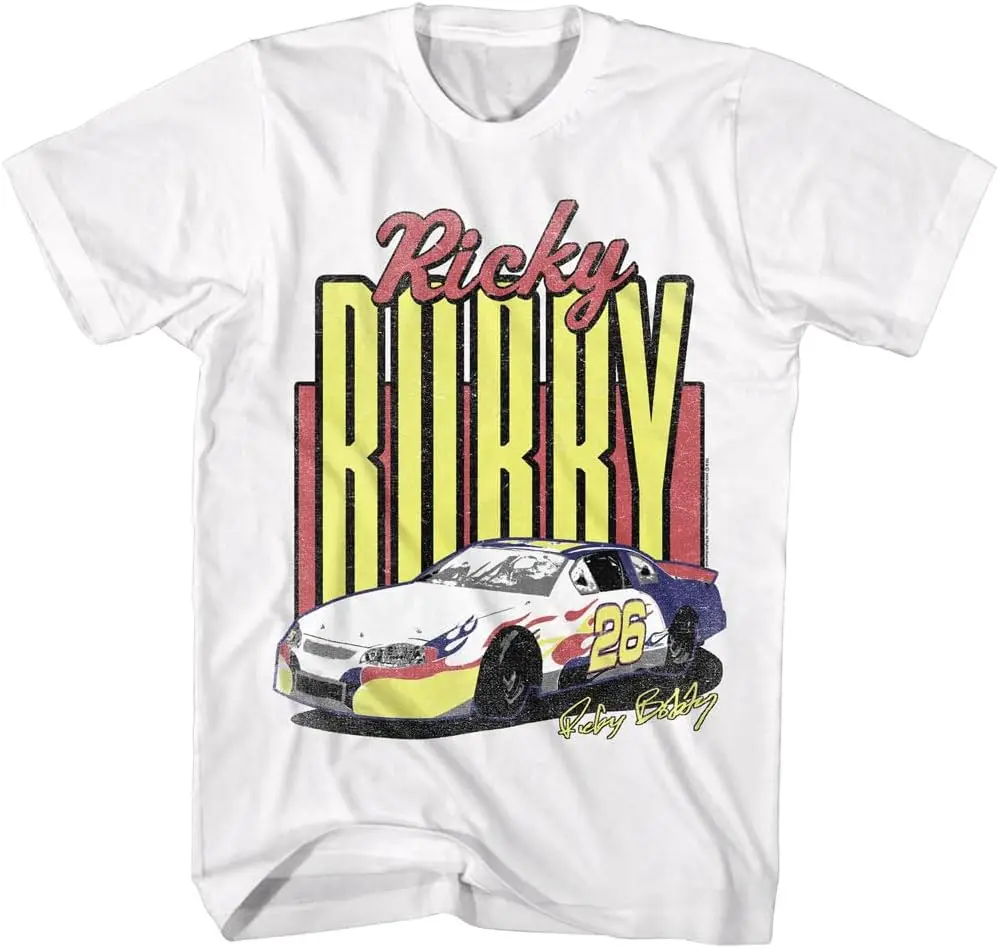 Talladega Nights Ricky Bobby 26 Car Adult White Short Sleeve T Shirt Vintage Style Graphic Tees 100% Cotton Trendy Y2K Short-Sleeve Tee – Soft, Quick-Drying,  Wrinkle Resistant Light Cotton Graphic Tshirt Soft Stretchy Casual Summer Short Sleeve
