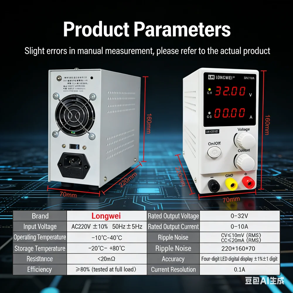 AC110-220V Input Adjustable DC Regulated Power Supply Output Voltage 15V/32V/60V100V for Mobile Phone/Laptop/Computer Repair Lab