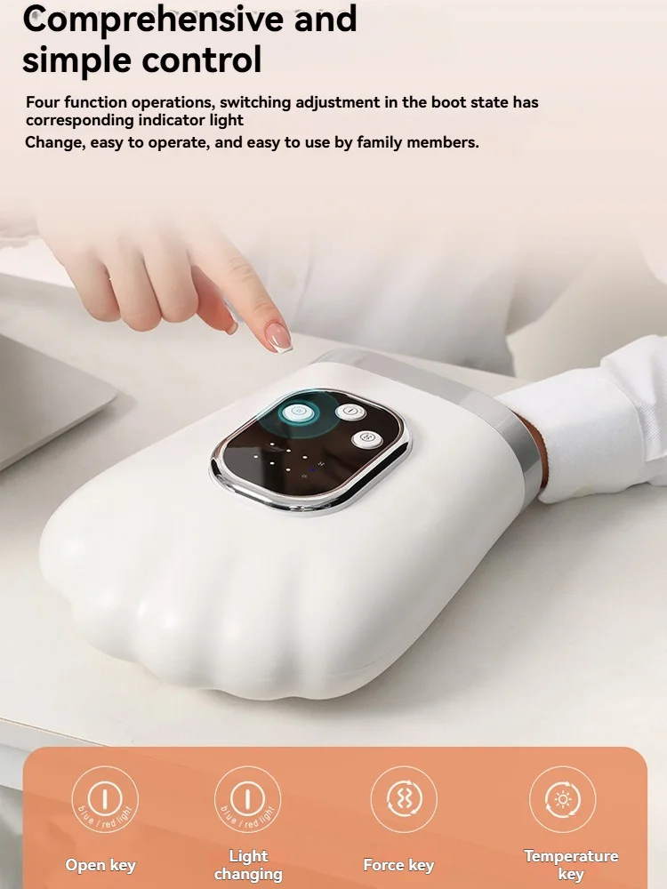

Electric Hand Massager Airbag Kneading And Wrapping Massage Red Blue Light Effect Hand Hot Compress Bidding Farewell To Cold Pal