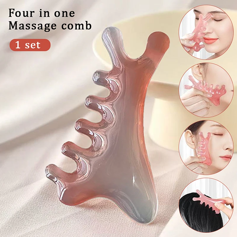 

1Pcs 4 in1 Meridian Massage Comb, Resin 5-Tooth Head Massage Tool, Relaxation and Acupoint,Blood Circulation Scalp Meridian Comb