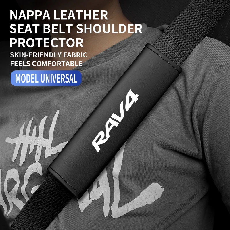 1PC Leather Car Seat Belt Shoulder Protector Cover Safety Belt Padding Pad For Rav4 2022 2021 2020 2019