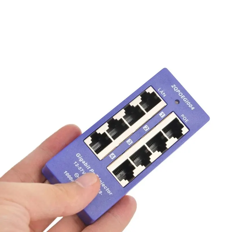 4 Port Gigabit PoE Injector Midspan 24V 48V Operation Mode B for IP Camera, MikroTik and Other Networking Devices