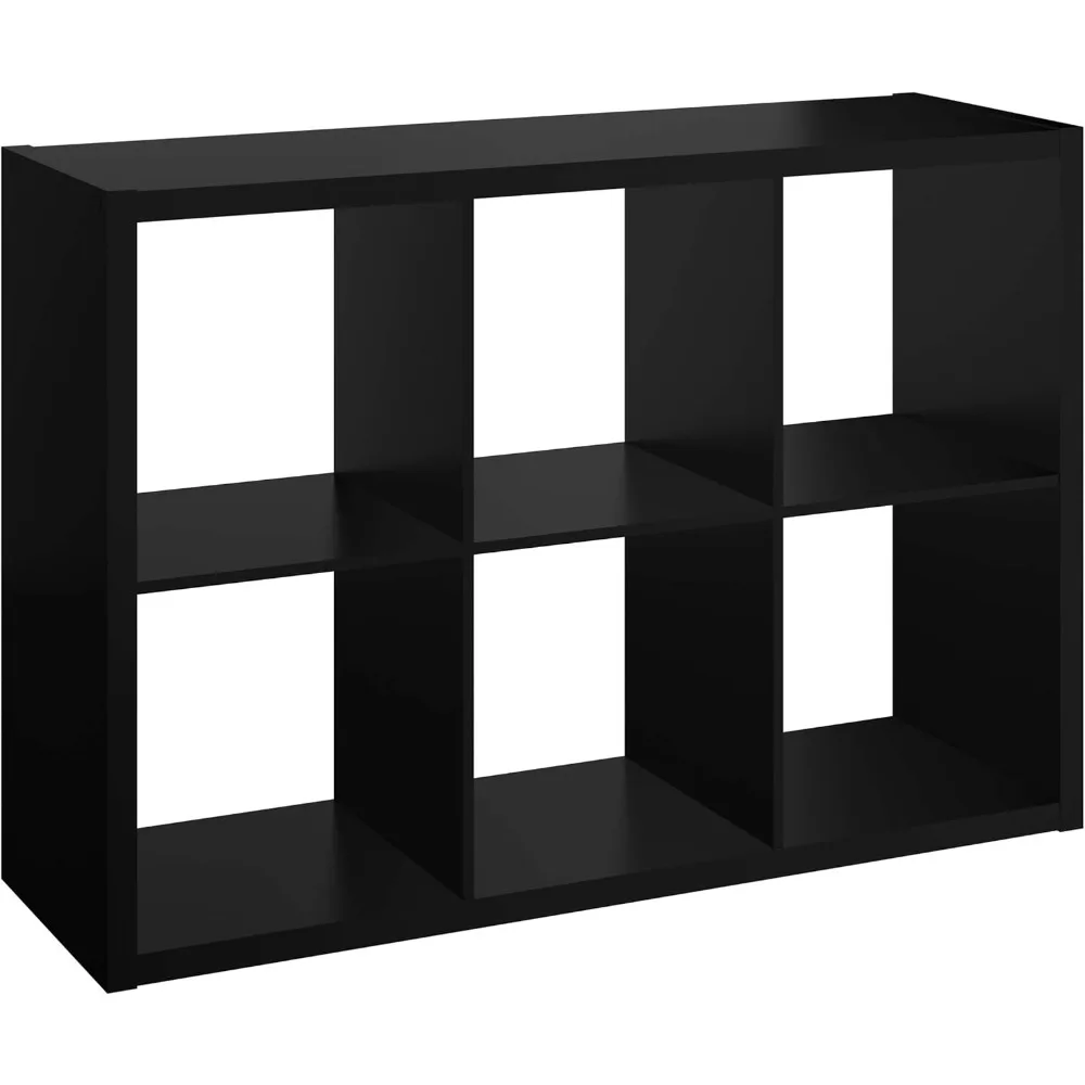 6 Cube Storage Shelf Organizer Bookshelf with Open Back, Vertical or Horizontal, Easy Assembly, Wood, Black Finish