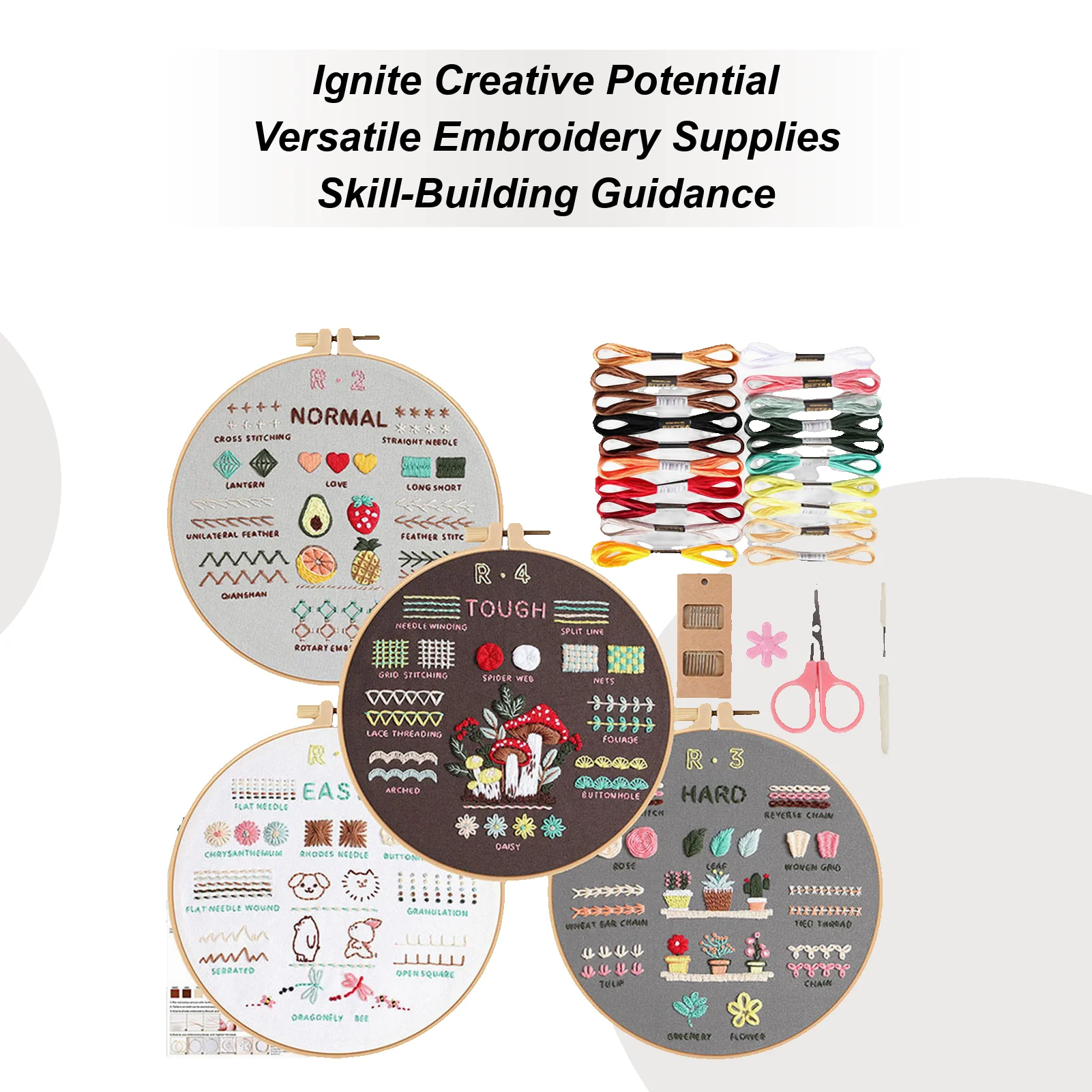 

Набор для вышивания для начинающих, полные швейные аксессуары, штампованные узоры, тренировочный набор для взрослых для женщин, подростков, мам, дома, путешествий, ежедневно