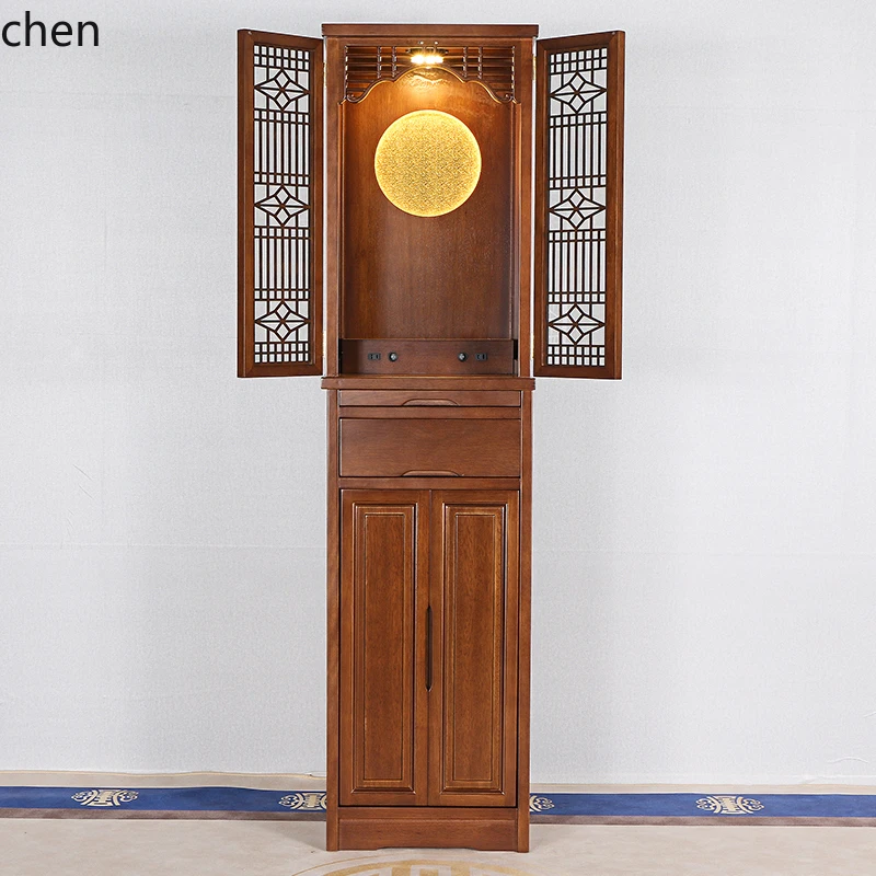 

X5-1 Golden rosewood Buddhist niche supply table Standing cabinet Buddha cabinet supply table New Chinese shrine with door